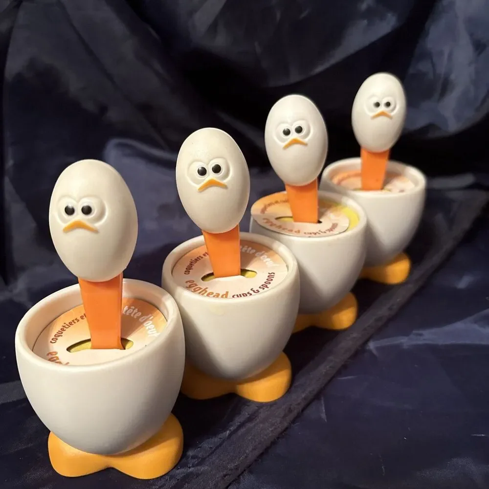 New MSC International 4 Egghead Cups & Spoons Sets‎